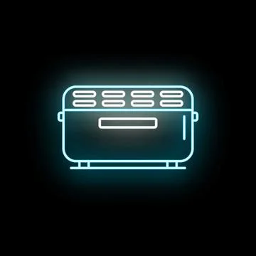 Toaster blue neon glowing linear icon design Stock Illustration