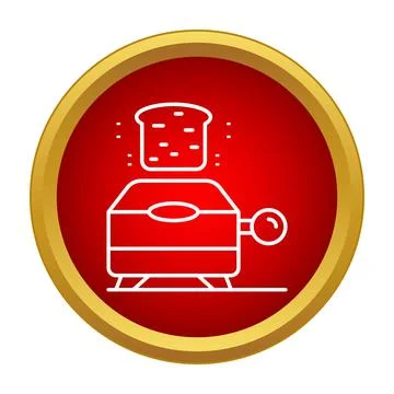 Toaster with bread getting toasted inside red circle Illustrazione stock