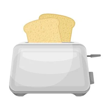 Toaster with bread. Kitchen equipment for bread roasting cartoon vector Stock Illustration