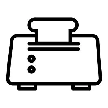Toaster with bread line icon. Toaster vector illustration isolated on white Stock Illustration