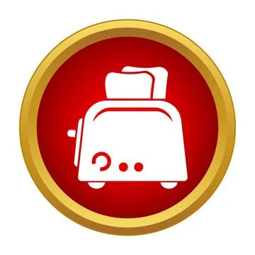 Toaster with bread slices icon on red button Illustrazione stock