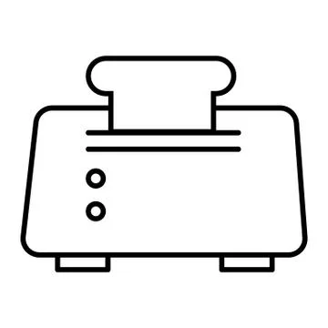 Toaster with bread thin line icon. Toaster vector illustration isolated on white 스톡 일러스트