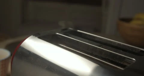 Toaster breakfast slowmotion close-up 4K Video stock 148447975