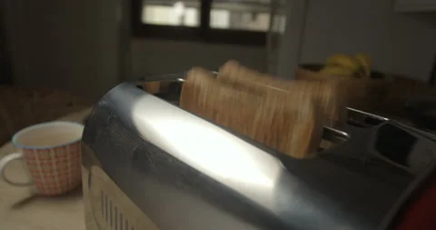Toaster breakfast slowmotion close-up 4K Video stock 148448026