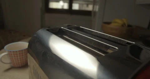 Toaster breakfast slowmotion close-up 4K Stock Footage 148448117