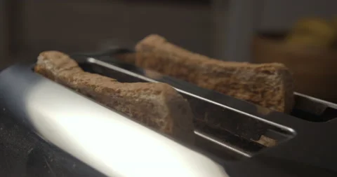 Toaster breakfast slowmotion close-up 4K Stock Footage 148448163