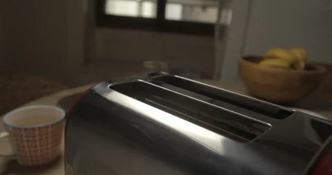 Toaster breakfast slowmotion close-up 4K Stock Footage 148448235