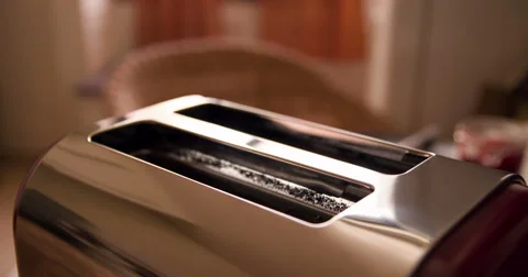 Toaster close up slowmotion 4k Stock Footage 64235283