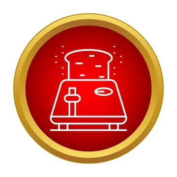 Toaster cooking bread outline icon in red circle Stock Illustration