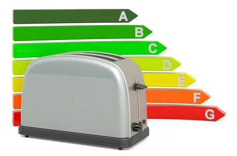 Toaster with energy efficiency chart, 3D rendering Stock Illustration