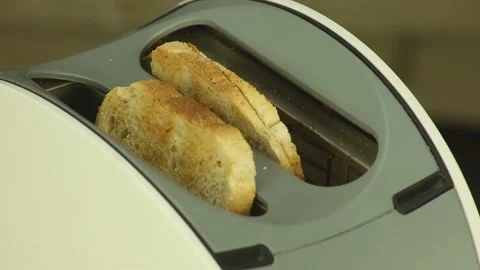 Toaster fries delicious bread close-up Stock Footage 180165329