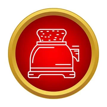 Toaster icon with bread inside red circle Stock Illustration