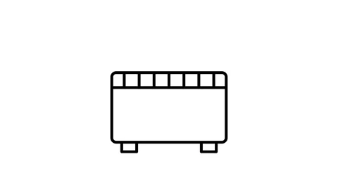 A toaster icon displaying a red button, representing a common kitchen device. Stock Footage 332986378