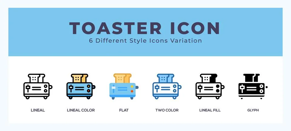Toaster icon illustration vector with different styles Illustrazione stock