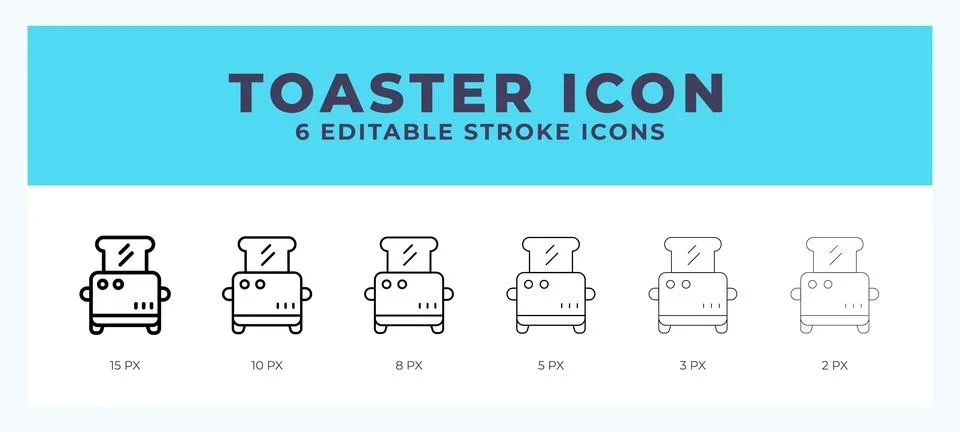Toaster icon set with different stroke. Vector illustration with editable s.. Stock Illustration