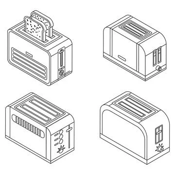 Toaster icon set vector outine Stockillustratie