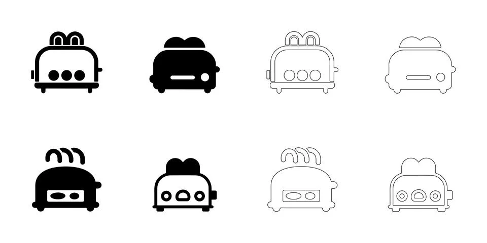 Toaster icons set Stock Illustration