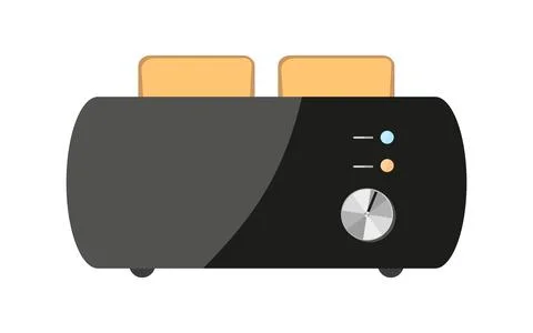 Toaster kitchen appliance bread fried black flat Stock Illustration