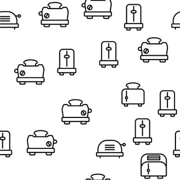 Toaster Kitchen Tool Vector Seamless Pattern Stock Illustration