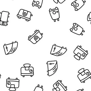 Toaster Kitchen Tool Vector Seamless Pattern Stock Illustration