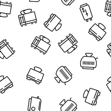 Toaster Kitchen Tool Vector Seamless Pattern Stock Illustration