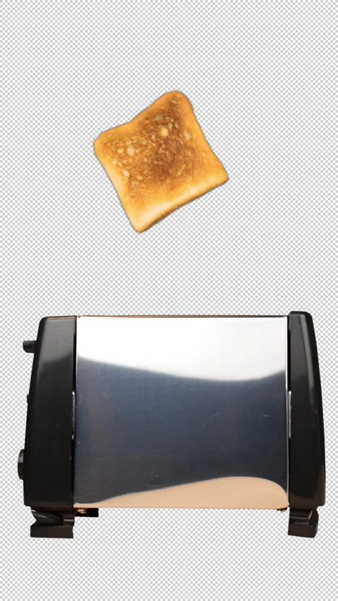 Toaster loading bread ejecting toast bread on alpha matte 動画素材 264980298
