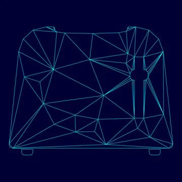 Toaster low poly triangulation triangulated polygonal electric cyan blue vi.. Stock Illustration