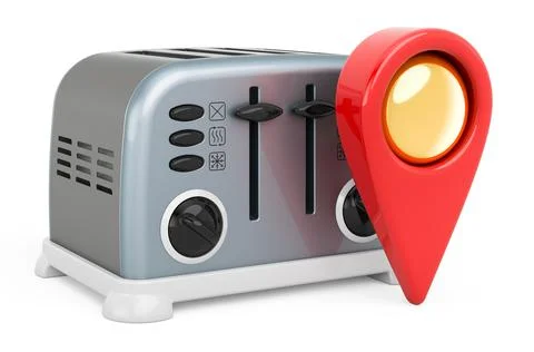Toaster with map pointer, 3D rendering 库存插图