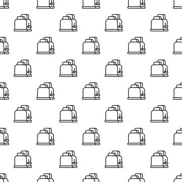 Toaster outline icon seamless pattern for breakfast Stock Illustration