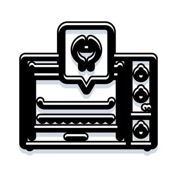 Toaster oven icon with thought bubble element Stock Illustration
