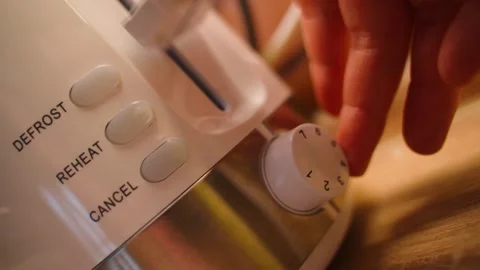 Toaster power selection, close-up. Making toast Stock Footage 324181661
