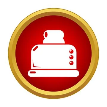 Toaster preparing breakfast bread in red circle icon イラスト素材