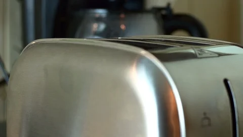 Toaster Pushing Up The Toastet Bread, Breakfast In A Modern Kitchen, Detail Stock-Footage 85556845