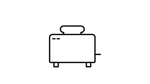 A toaster with a single slice of bread positioned on it, prepared for toastin Stock Footage 332986294