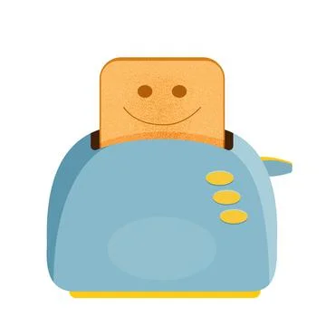 Toaster with smiling bread stock vector illustration. Stock Illustration
