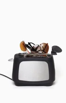Toaster with sunglasses Foto stock