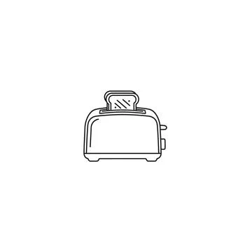 Toaster with toast icon outline - kitchen appliance breakfast graphic Stock Illustration