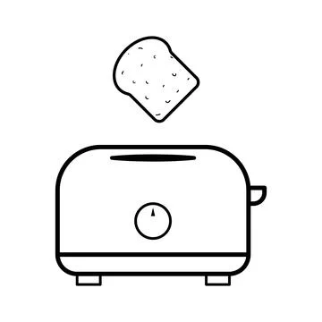 Toaster with Toast Slice Outline Vector Illustration Stockillustratie