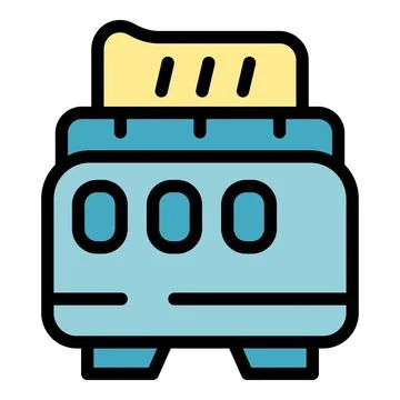 Toaster toasting bread slice for breakfast, kitchen appliance icon Illustrazione stock