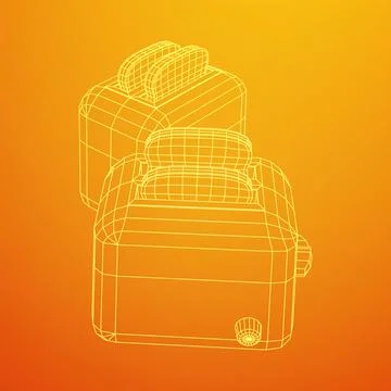 Toaster with two fried pieces of loaf prepared for a breakfast Stock Illustration