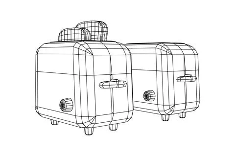Toaster with two fried pieces of loaf prepared for a breakfast Illustrazione stock