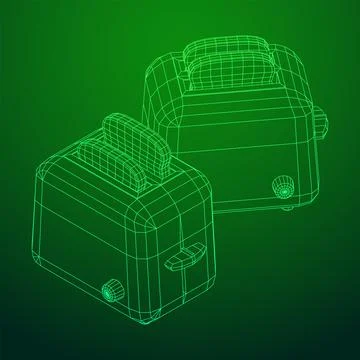 Toaster with two fried pieces of loaf prepared for a breakfast Stock Illustration
