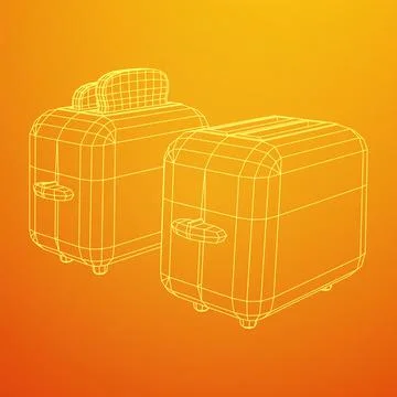 Toaster with two fried pieces of loaf prepared for a breakfast Stock Illustration