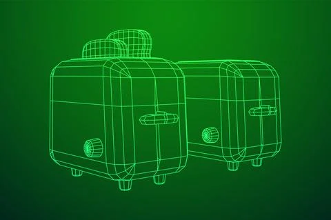 Toaster with two fried pieces of loaf prepared for a breakfast イラスト素材