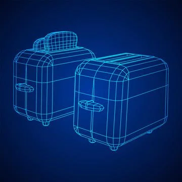 Toaster with two fried pieces of loaf prepared for a breakfast 스톡 일러스트
