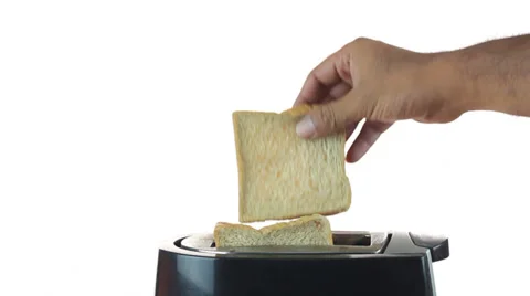 Toaster with two slices of bread popping up Stock Footage 35676139