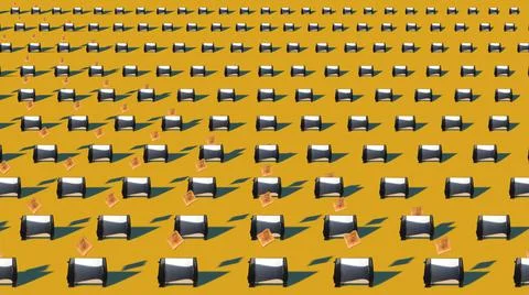 Toasters ejecting bread pattern simple minimal perspective composition patter Stock Illustration