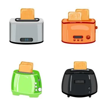 Toasters making warm bread for a breakfast meal Stock Illustration