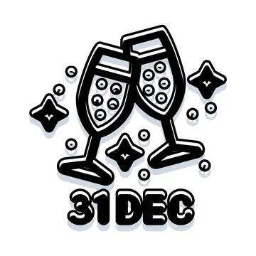 Toasting celebration with sparkling drinks on december 31 Stock Illustration