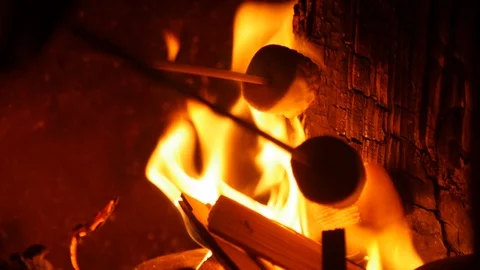 Toasting marshmallows on a fire Stock Footage 115055137
